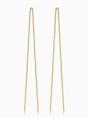 Real 14k Gold Threader Bar Drop Earrings | Fine Jewelry Celebrity Stylist Curate